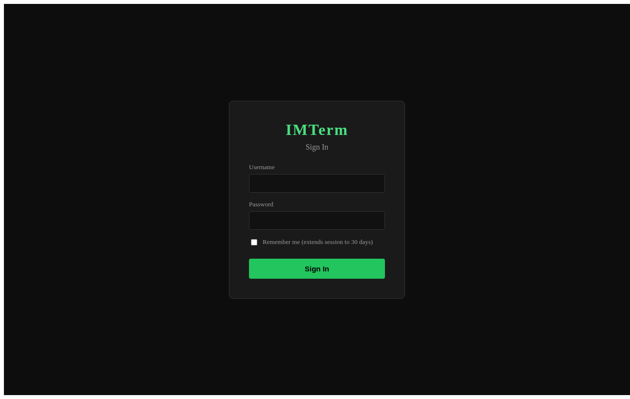 IMTerm login screen