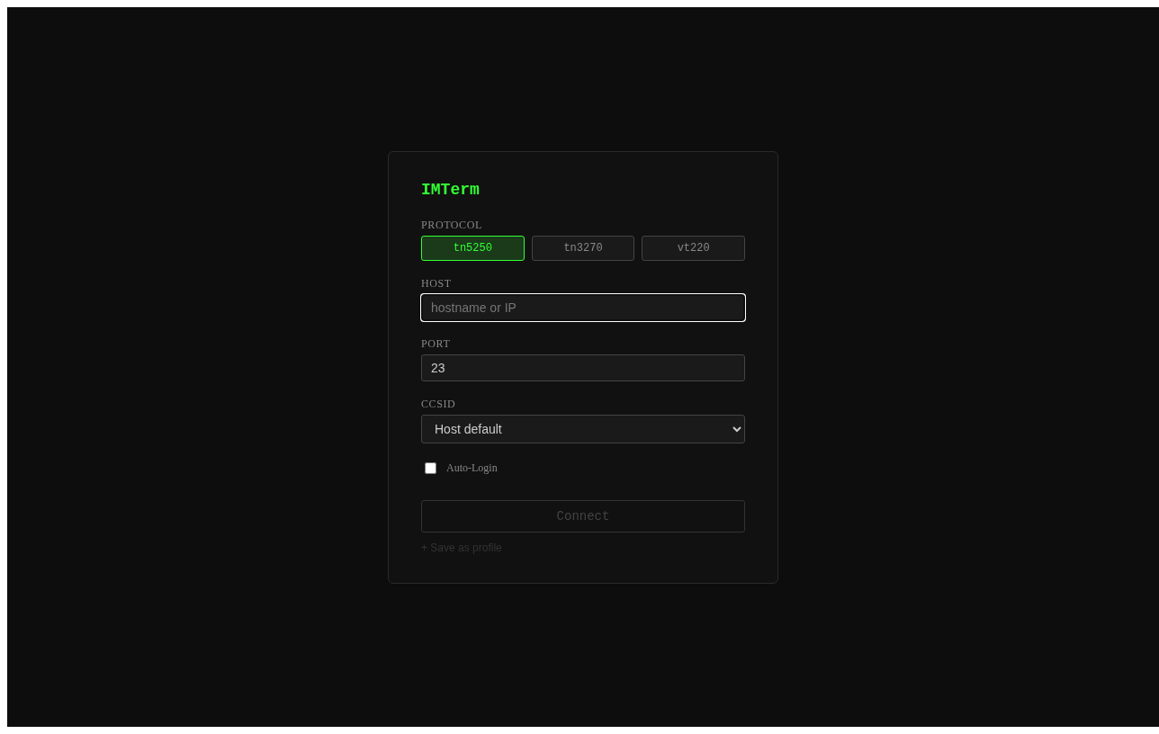 New connection dialog